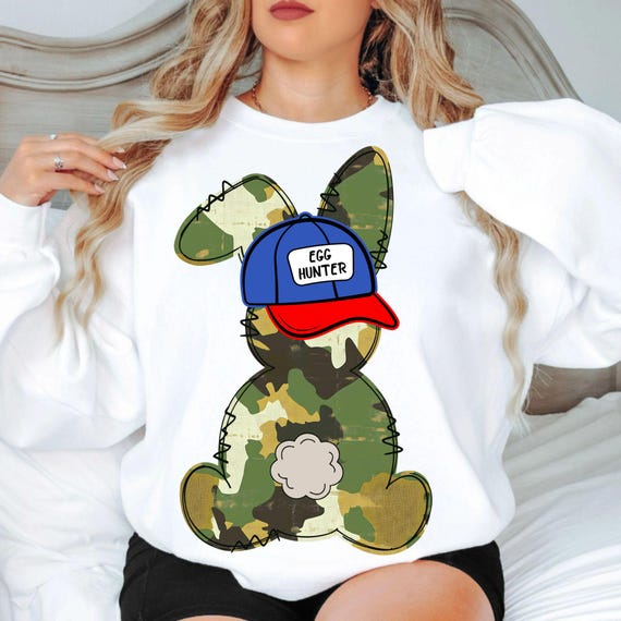 Camo Easter Bunny PNG: Retro Egg Hunter Design (Digital Download)