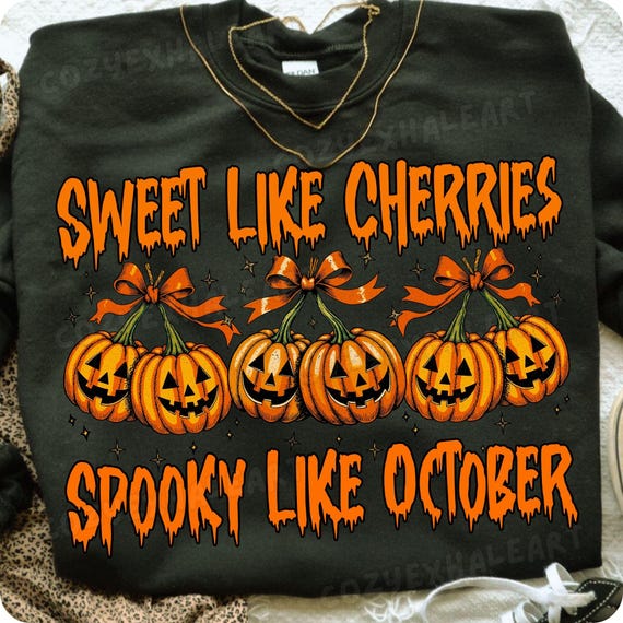 Girly Pumpkin Cherries PNG: Fall Coquette Sublimation Design Digital Download for Autumn Crafts