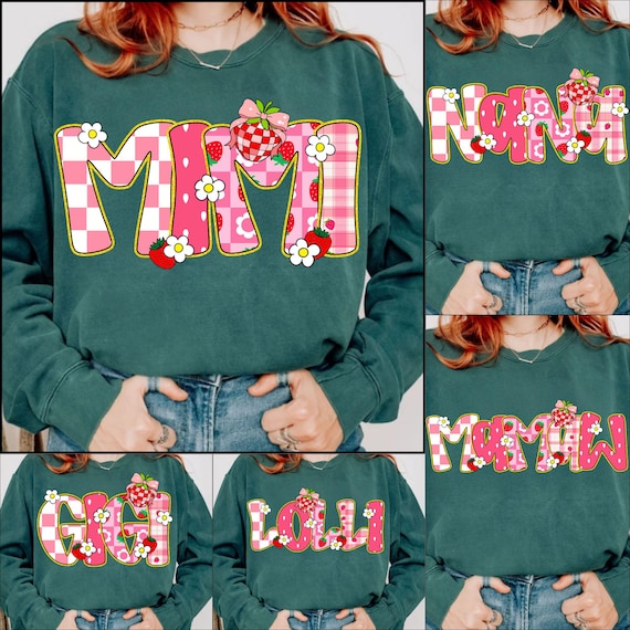 Strawberry Mimi PNG: Preppy Floral Mama Design (Digital Download)