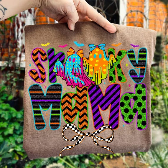 Girly Halloween Ghost Sublimation Design: Spooky Mama PNG for Shirts & Crafts (Digital Download)