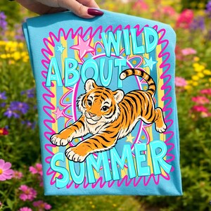 wild summer png, preppy tiger png, retro jungle png, summer break png, vacation mode png, school farewell png, jumping tiger png, big cat png, sublimation design, dtf transfer png, preppy animal png, teacher life png, tropical vibe png