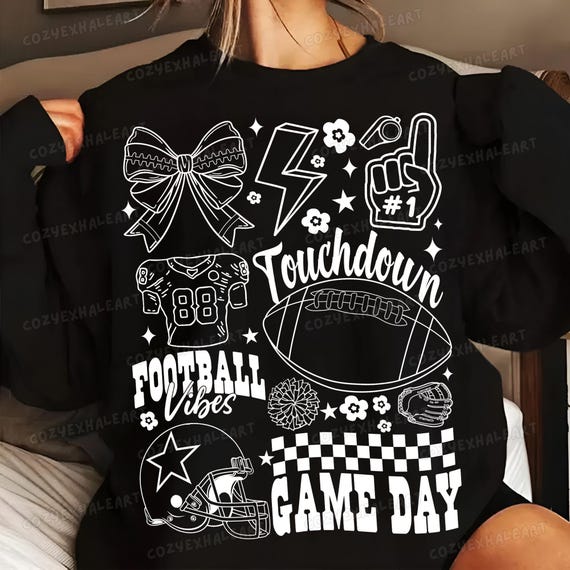 Retro Football Clipart: Vintage Game Day PNG for Trendy Sublimation Designs & DIY Fall Projects