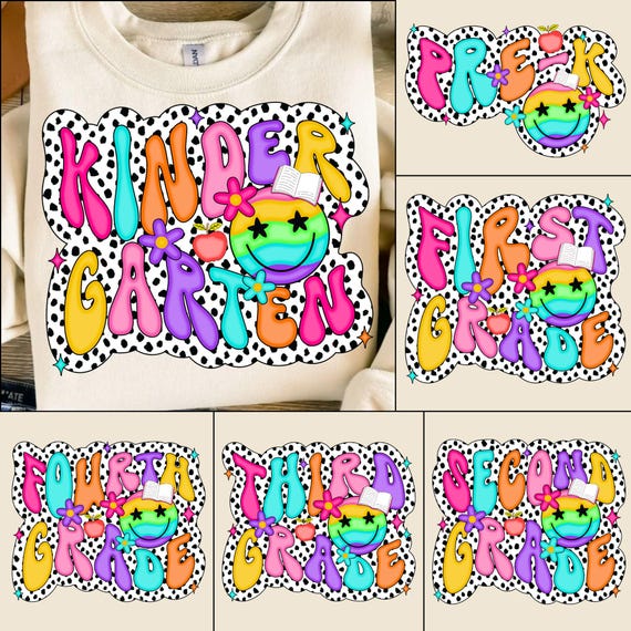 Vintage-Inspired Teacher Shirt Clipart PNG Bundle: Back to School Digital Download for Classroom Design