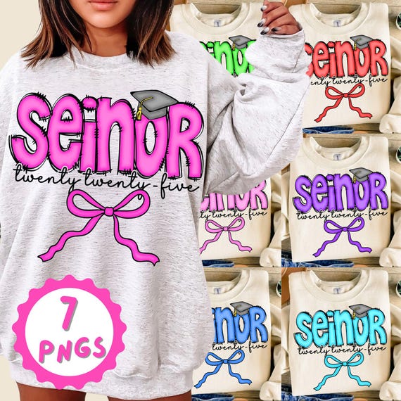 Elegant Senior Coquette 2025 Graduation PNG: Retro Brushstroke Design Digital Download