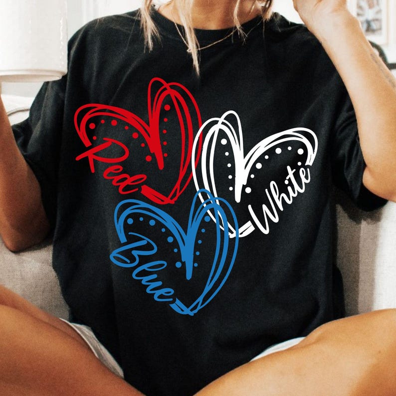 Heart 4th July SVG, Red White Blue SVG, Patriotic SVG, America SVG, USA SVG, Fourth July SVG, Independence Day, July 4th PNG, Cricut SVG, Silhouette SVG, Love Heart SVG, USA Clipart, 4th July Design