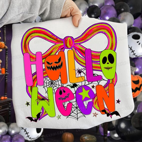 Glittery Preppy Coquette Ghost PNG: Halloween Sublimation Design Digital Download