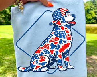 Labrador mimetico PNG 4 luglio Cane patriottico Caccia Design a sublimazione USA Bandiera americana Lab Download digitale Ragazzi cacciatori Giorno dell'indipendenza