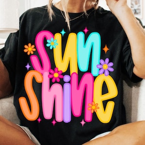Sunshine PNG Neon Beach Life Summer Shirt Design, Distressed Trendy Lake Pool River Sublimation PNG for Summer Vibes Digital Download