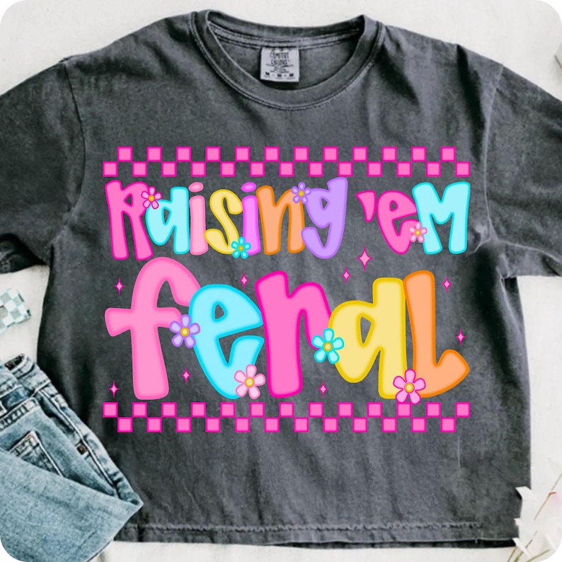 Image of Retro Grunge Funny Mama PNG: Feral Mom Shirt Design (Digital Download)