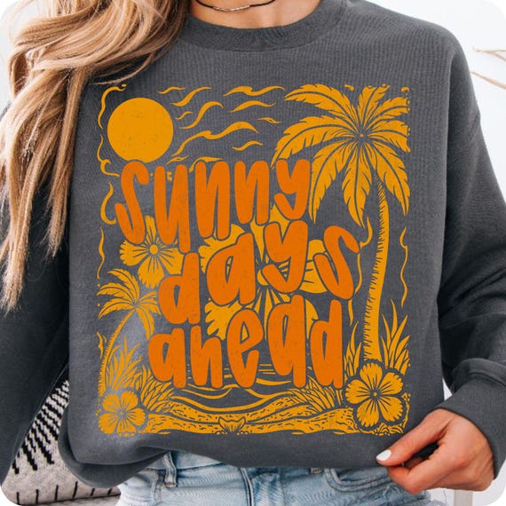Boho Summer Sunshine PNG: Retro Floral Sublimation Design (Digital Download)
