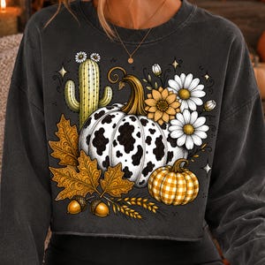 cow print pumpkin, western fall png, fall pumpkin png, cowgirl fall png, cactus pumpkin png, autumn sublimation, western autumn png, rustic fall png, gingham pumpkin, fall floral png, country fall png, pumpkin shirt png, cozy western png