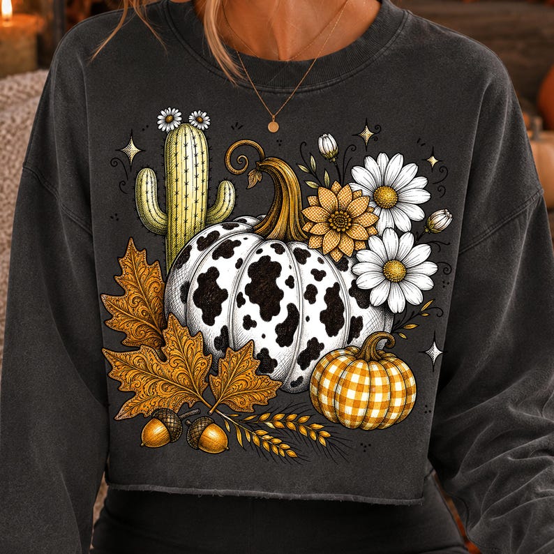 Mockup of a t-shirt featuring the Western Fall Sublimation Design