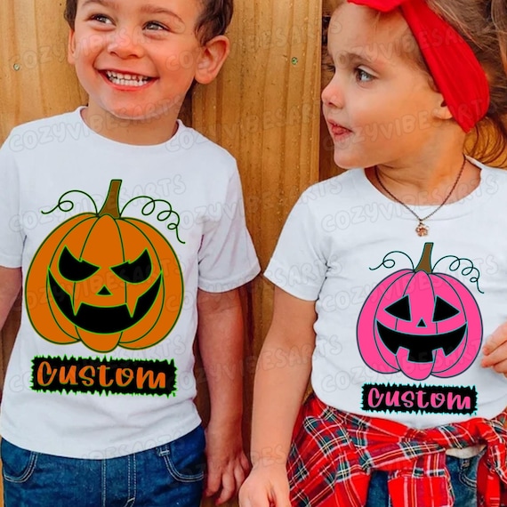 Personalized Retro Halloween Name PNG: Custom Pumpkin Design for Kids' Autumn Sublimation