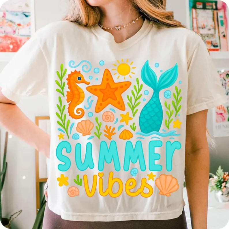 Image of Neon Summer Beach PNG Bundle: Distressed Vacation Designs (Digital Download).