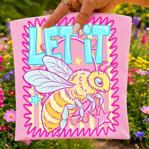 Let It Bee Positivity PNG Sublimation Design Summer Striped Bee PNG Preppy Digital Download Kindness Affirmation Floral Bee Shirt Design PNG