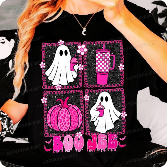 Pink Coquette Halloween Ghost PNG: Preppy Spooky Digital Design Download for Girly Decor