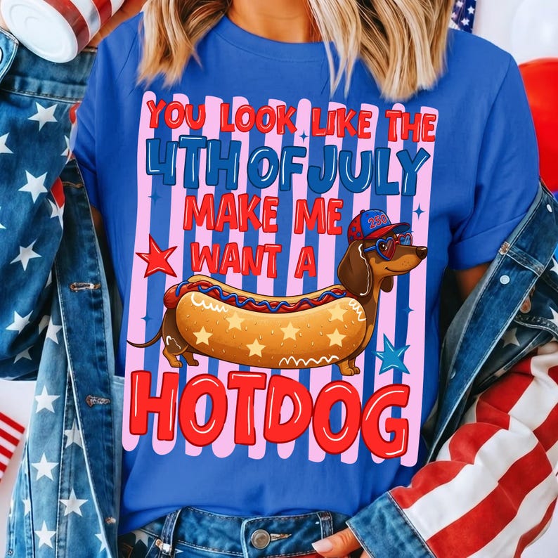 Independence Day Dachshund Hotdog Digital Design for Crafters