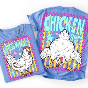 Guess What Chicken Butt PNG Bundle Funny Sarcastic Chicken Sublimation Design Preppy Retro Doodle Front Back Shirt Graphic Digital Download