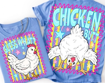 Guess What Chicken Butt PNG Bundle: Retro Doodle Sublimation Design (Digital Download)