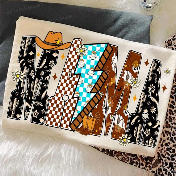 Howdy Fall Mama PNG: Western Halloween Ghost, Cowgirl Sublimation (Digital Download)