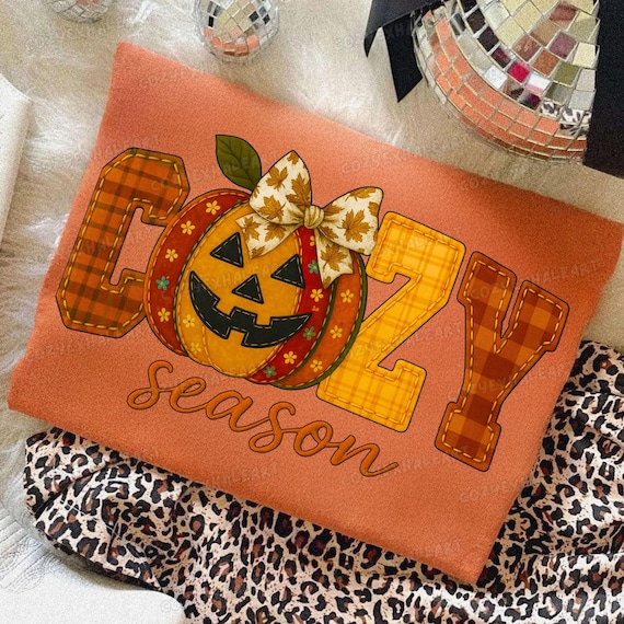 Floral Pumpkin Patchwork PNG: Cozy Fall Sublimation Design (Digital Download