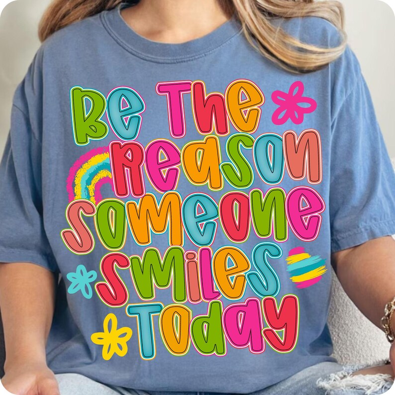Close-up of 'Be The Reason Someone Smiles Today' hand-lettered floral design