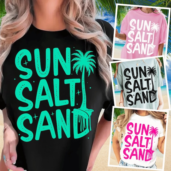 Retro Summer Sun Salt Sand PNG: 70s Beach Design (Digital Download)