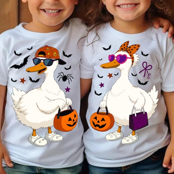 Funny Goose Halloween PNG: Sibling Matching Shirt Design (Digital Download)