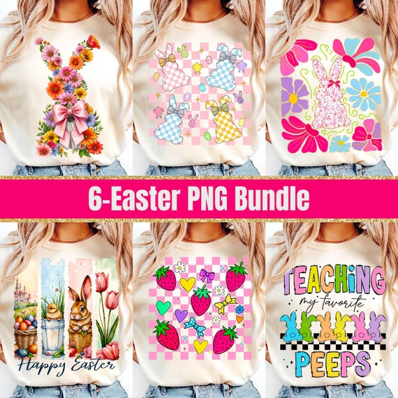 Retro Easter Bunny PNG Bundle: Coquette Bow, Bible Verse (Digital Download)