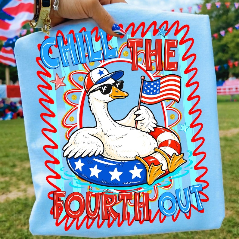 Patriotic Goose Retro Doodle PNG for DTF Transfers