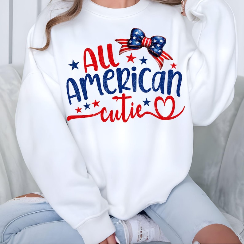 Patriotic 4th of July All American Cutie PNG design on a baby onesie mockup