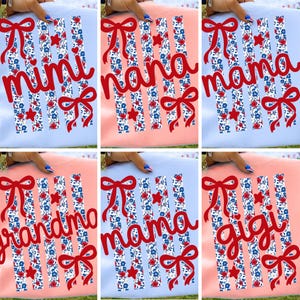 4th of July Mama PNG Bundle Patriotic Mom Ditsy Floral Striped Flag Mimi Nana Gigi Grandma Sublimation Design Digital Download Coquette Bow