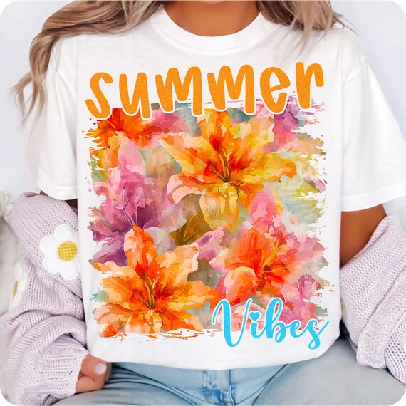 Retro Hibiscus Palm PNG: Summer Floral Sublimation (Digital Download)
