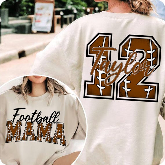 Customized Football Mom Digital Design for Game Day Shirts - Personalized PNG Clipart Sublimation File