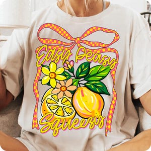 Preppy Lemon Summer PNG, Coquette Bow Lemonade Design, Easy Peasy Lemon PNG, Girly Summer Shirt Sublimation, Trendy Cottage Core Art