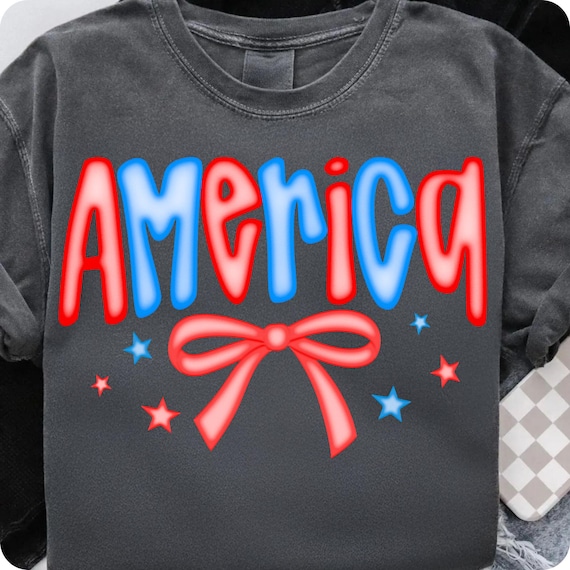 Checkered America Coquette PNG: 4th of July Sublimation Design (Digital Download)