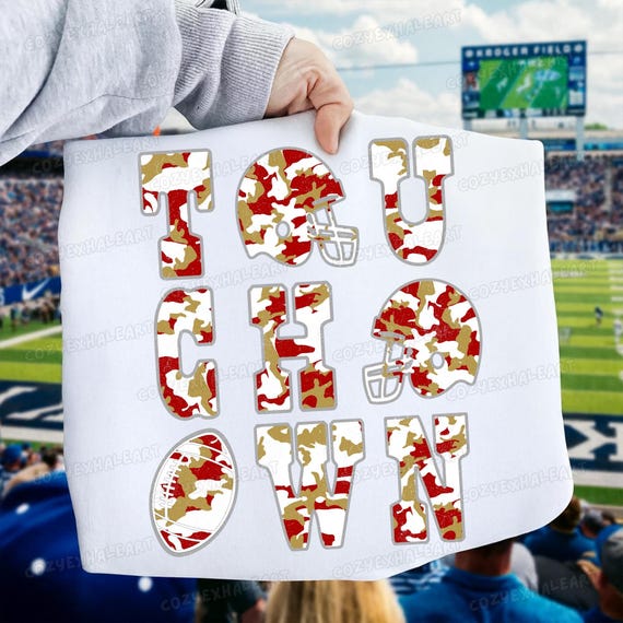 Grunge Camo Football Sublimation PNG: Game Day Clipart for Hunting & Sports Fans, Custom Player Art