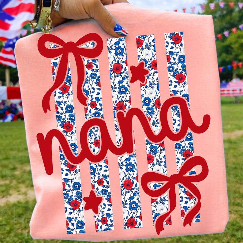 Image of 4th of July Mama PNG Bundle Patriotic Mom Ditsy Floral Striped Flag Mimi Nana Gigi Grandma Sublimation Design Digital Download Coquette Bow