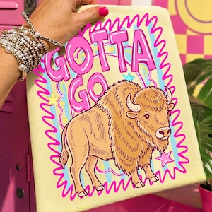 Gotta Go Buffalo PNG Striped Bison Sublimation Design Coastal Cowgirl Graphic Retro Rodeo Shirt Download Punchy Western DTF Digital File