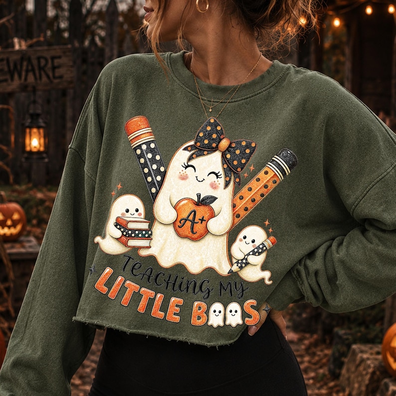 Image of Teaching My Little Boos Ghost Teacher PNG, Spooky Classroom Design (Digital Download)