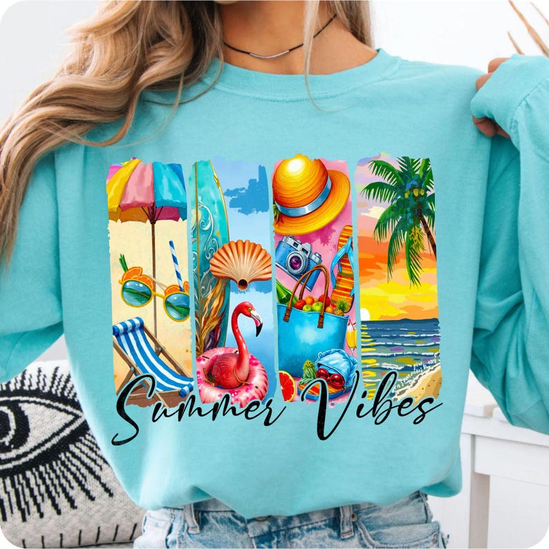 Trendy Preppy Summer Flamingo Sublimation Design
