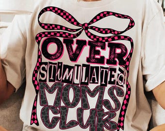 Overstimulated Moms Club PNG: Retro Cheetah Print Design (Digital Download)