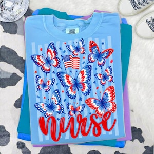 nurse png, patriotic png, 4th of july png, nurse life png, rn nurse png, cna nurse png, nicu nurse png, sublimation designs, retro nurse png, preppy nurse png, american flag png, butterfly png, fourth of july