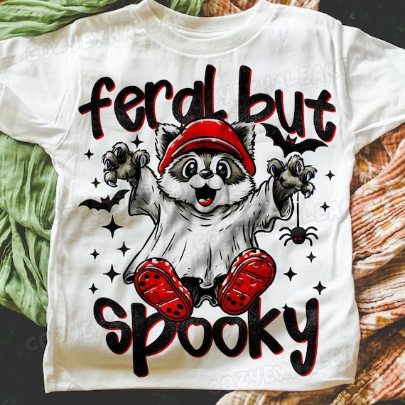 Spooky Raccoon Ghost PNG: Halloween Digital Design for Sublimation, Shirts & Crafts