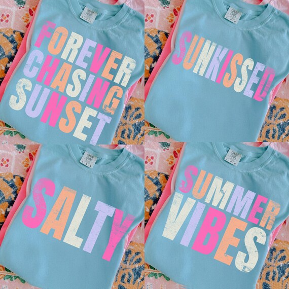 Neon Summer PNG Bundle: Beach Life, Distressed Sublimation Designs (Digital Download)