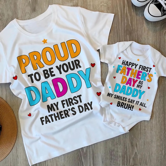 First Father's Day PNG: New Dad & Baby Sublimation Design (Digital Download, 300 dpi)
