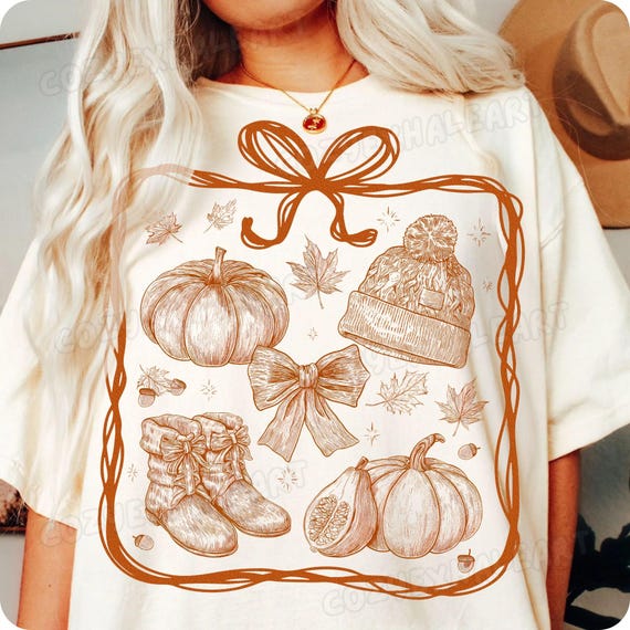 Retro Coquette Pumpkin PNG: Trendy Autumn Sublimation Design for Fall Vibes (Digital Download)