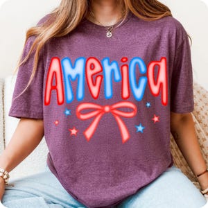 Preppy America Coquette PNG, Checkered USA 4th of July Sublimation Design, Girly Patriotic Graphic, Memorial Day Shirt Digital Download