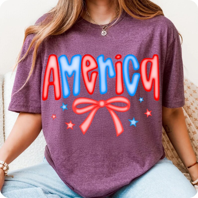 Preppy America Coquette PNG, Checkered USA 4th of July Sublimation Design, Girly Patriotic Graphic, Memorial Day Shirt Digital Download