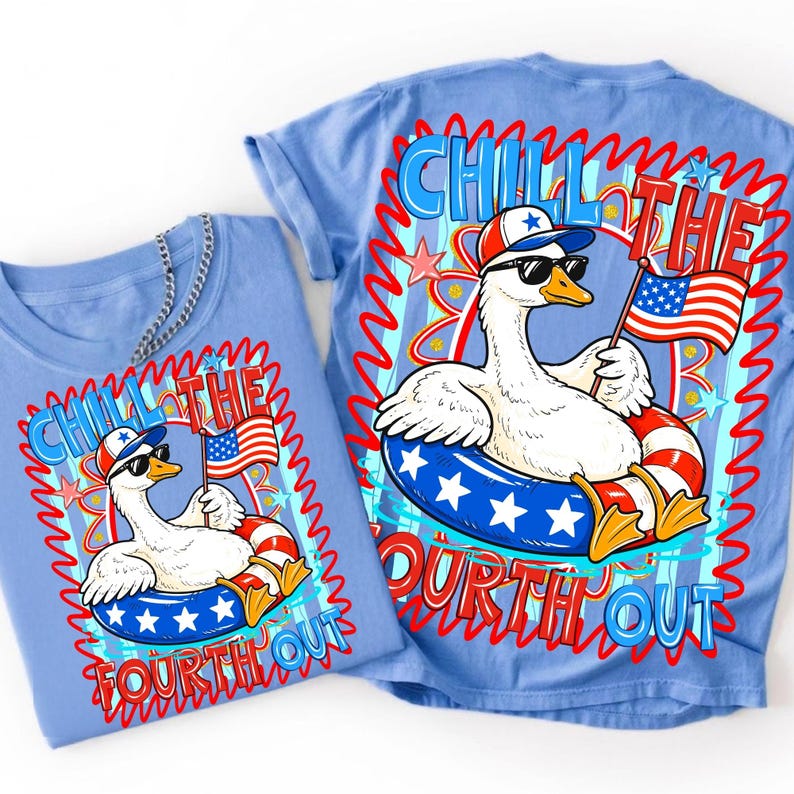 Chill the Fourth Out Funny Patriotic Goose PNG Sublimation Design